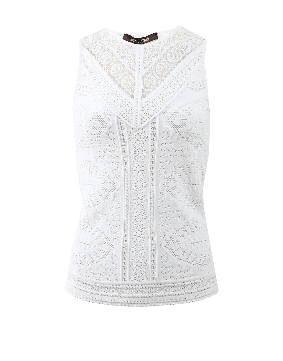 ROBERTO CAVALLI-Crewneck Textured Knit Tank-