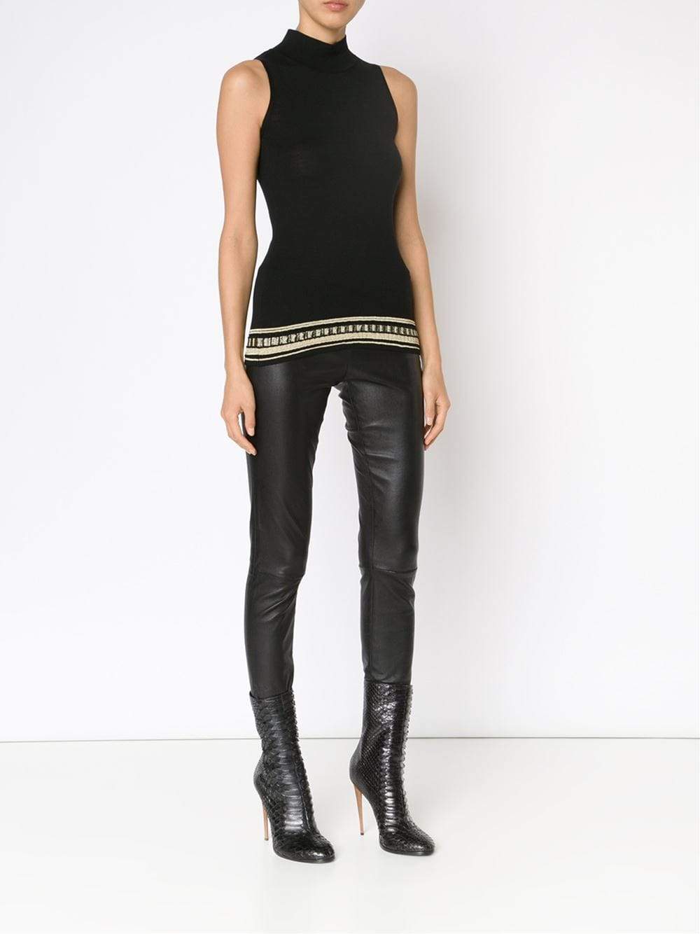 ROBERTO CAVALLI-Gold Trimmed Tank-