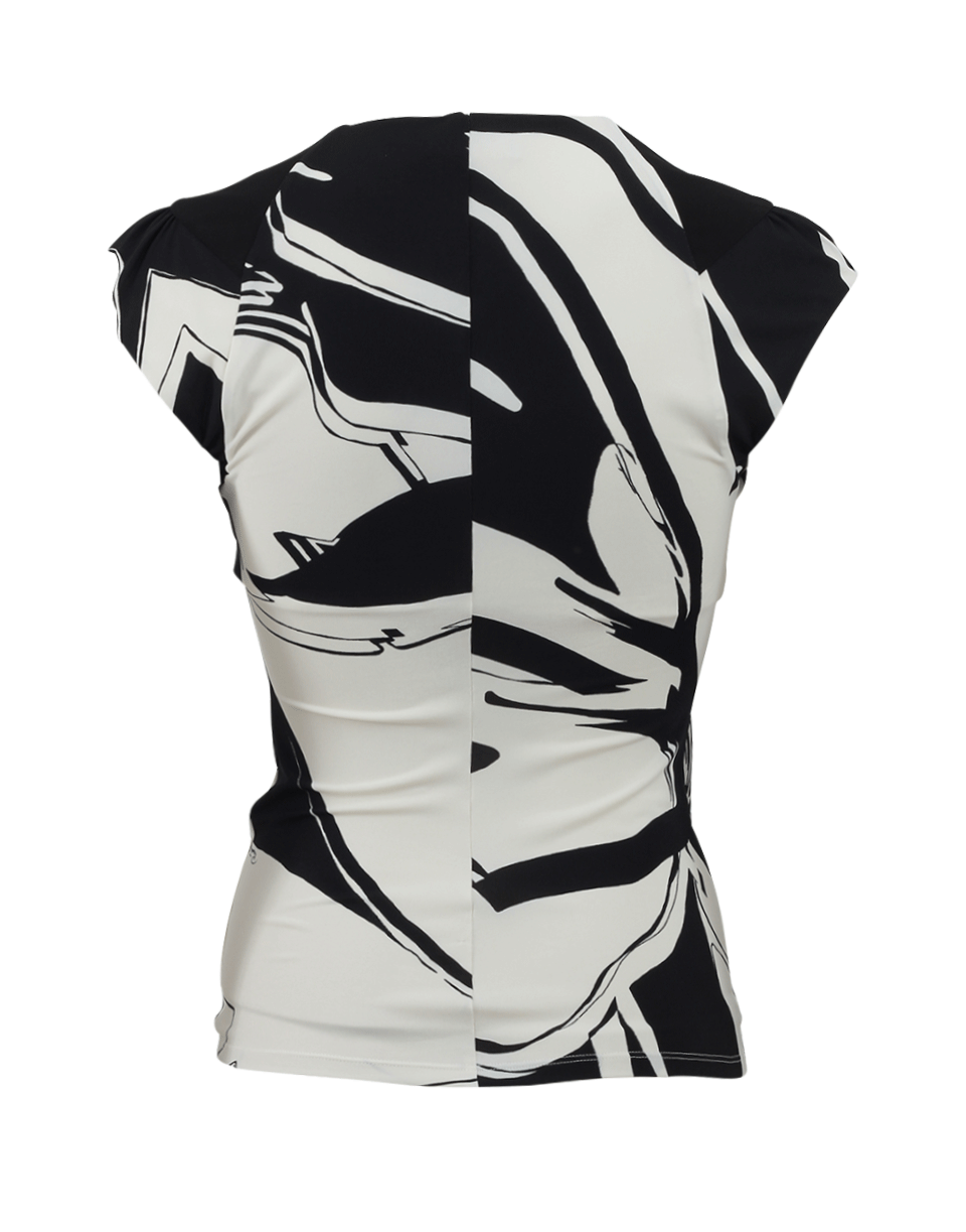 ROBERTO CAVALLI-V-Neck Leaf Print Top-