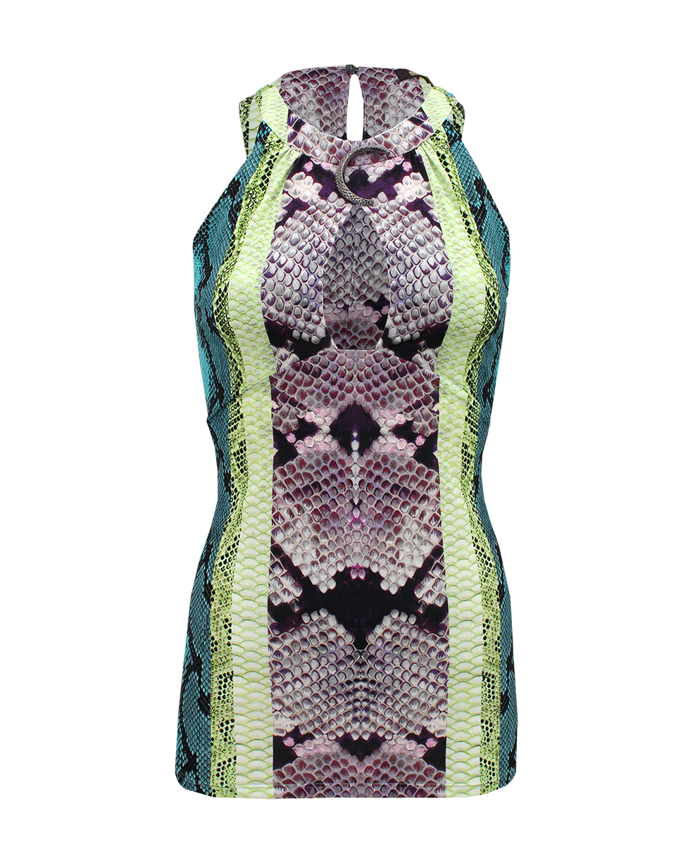 ROBERTO CAVALLI-Python Print Halter Top-