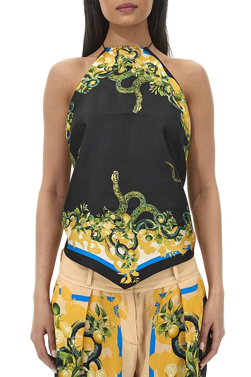 ROBERTO CAVALLI-Halter Scarf Top-