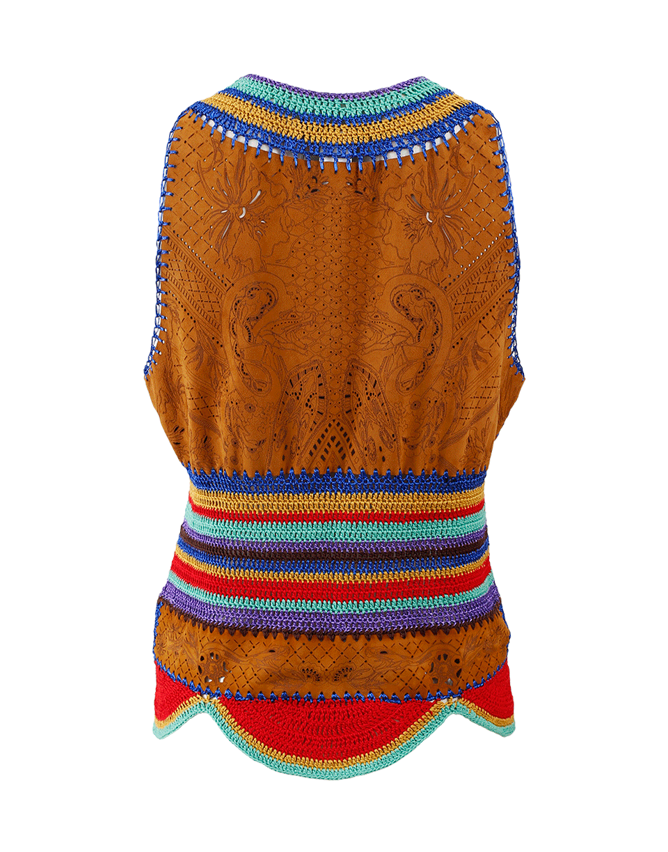 ROBERTO CAVALLI-Suede Knit Tank Top-