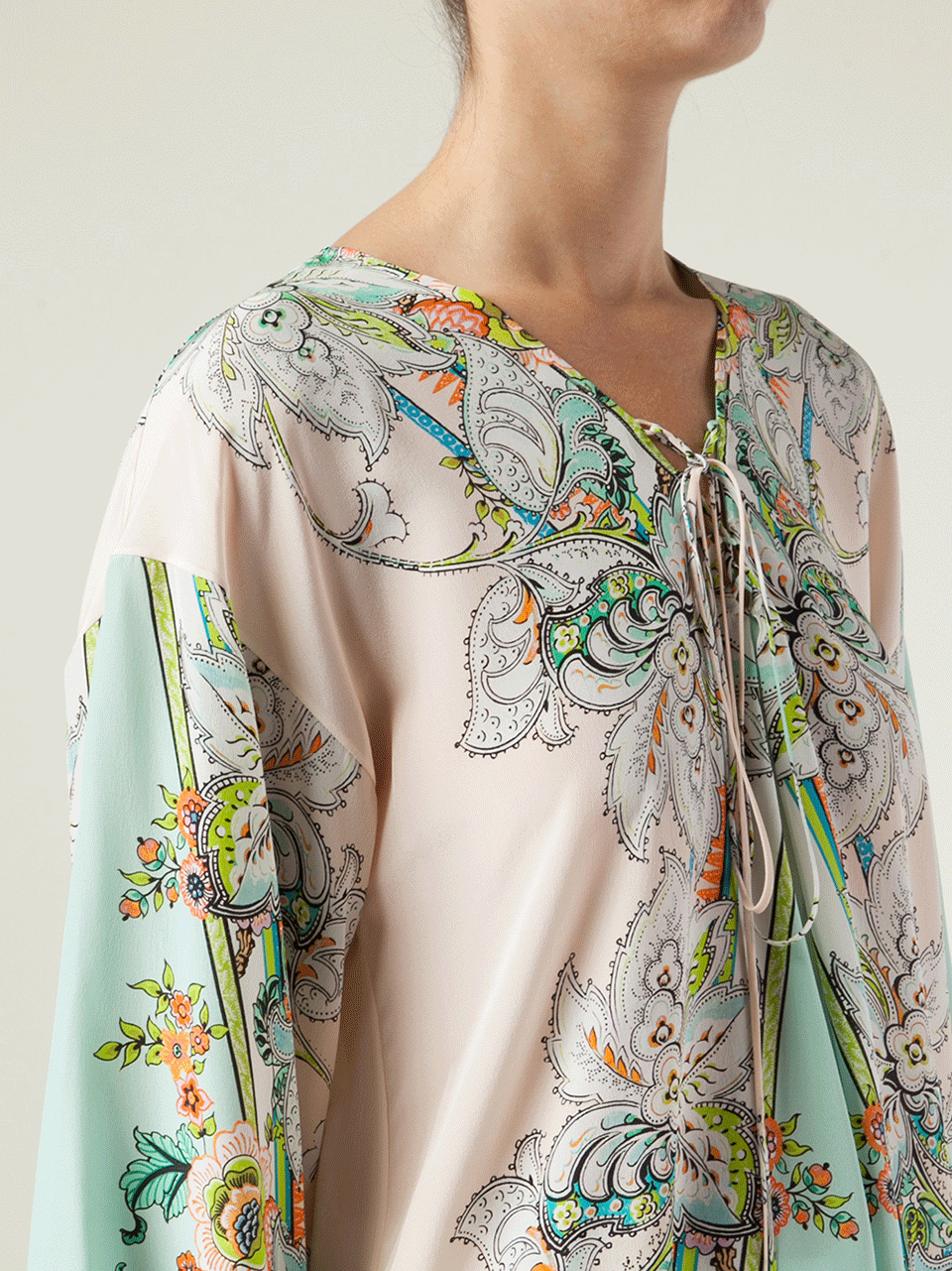 ROBERTO CAVALLI-Quarter Sleeve V-Neck Print Tunic-