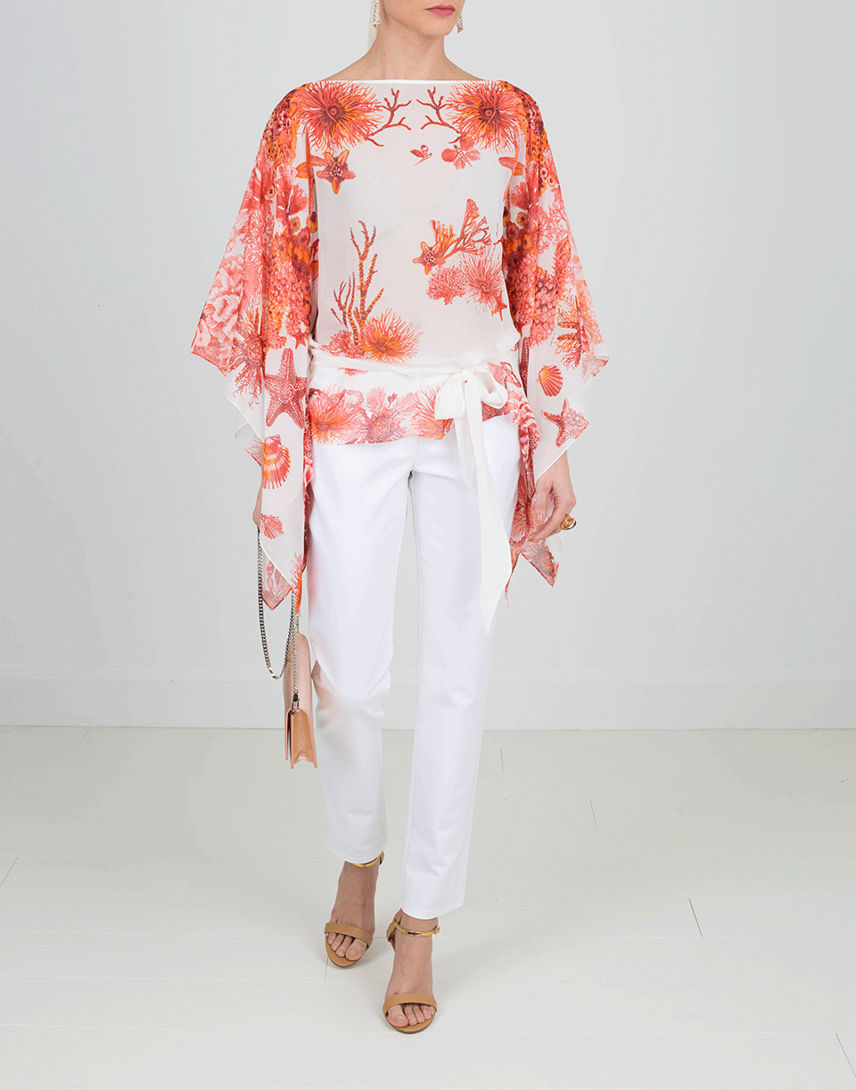 ROBERTO CAVALLI-Coral Reef Print Caftan Top-