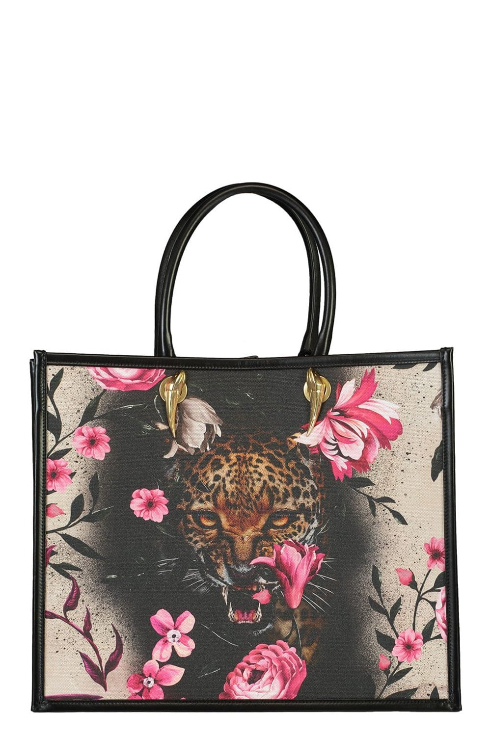 ROBERTO CAVALLI-Large Printed Tote-JAG/FLWR