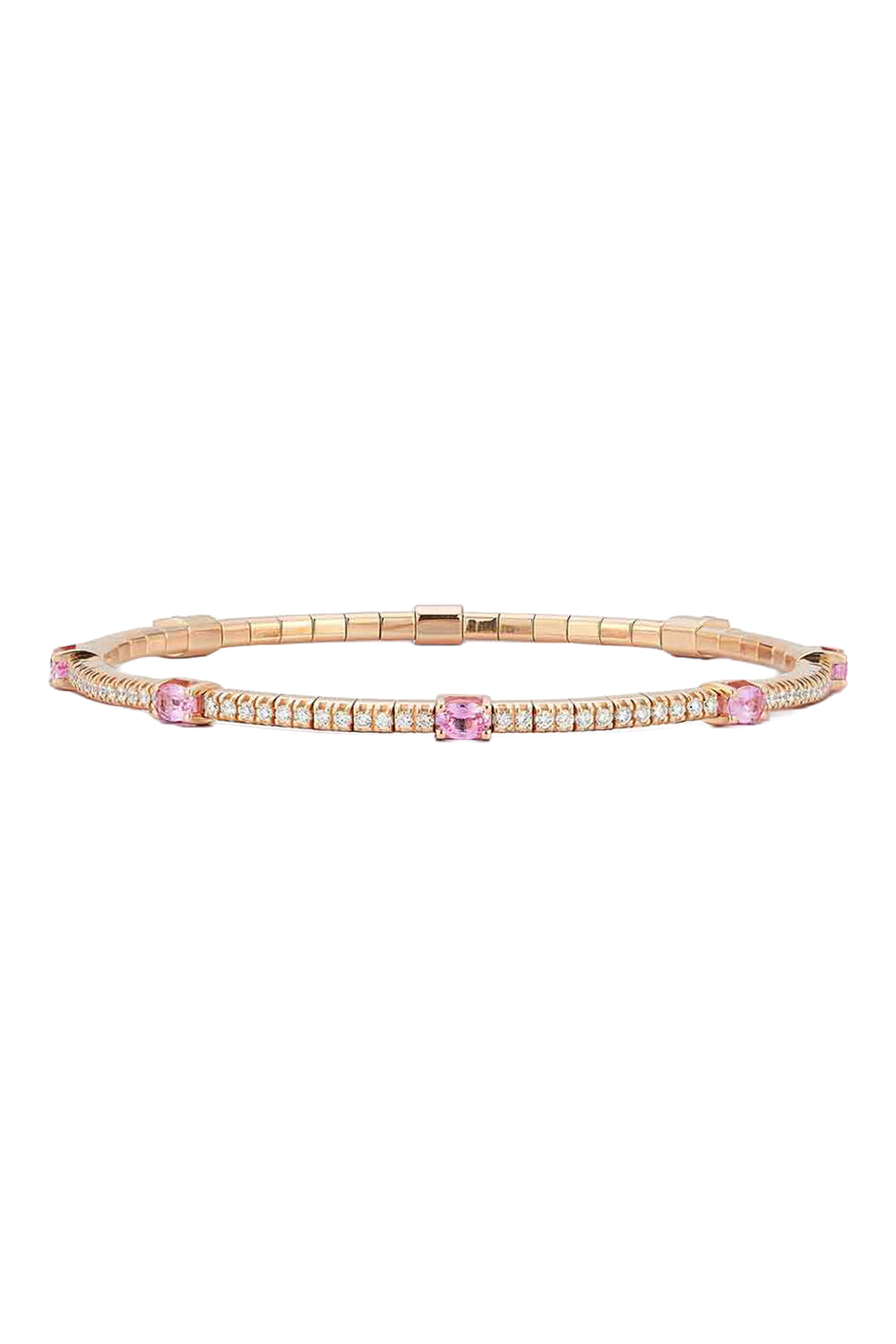 Oval Pink Sapphire Round Diamond Extensible Bracelet