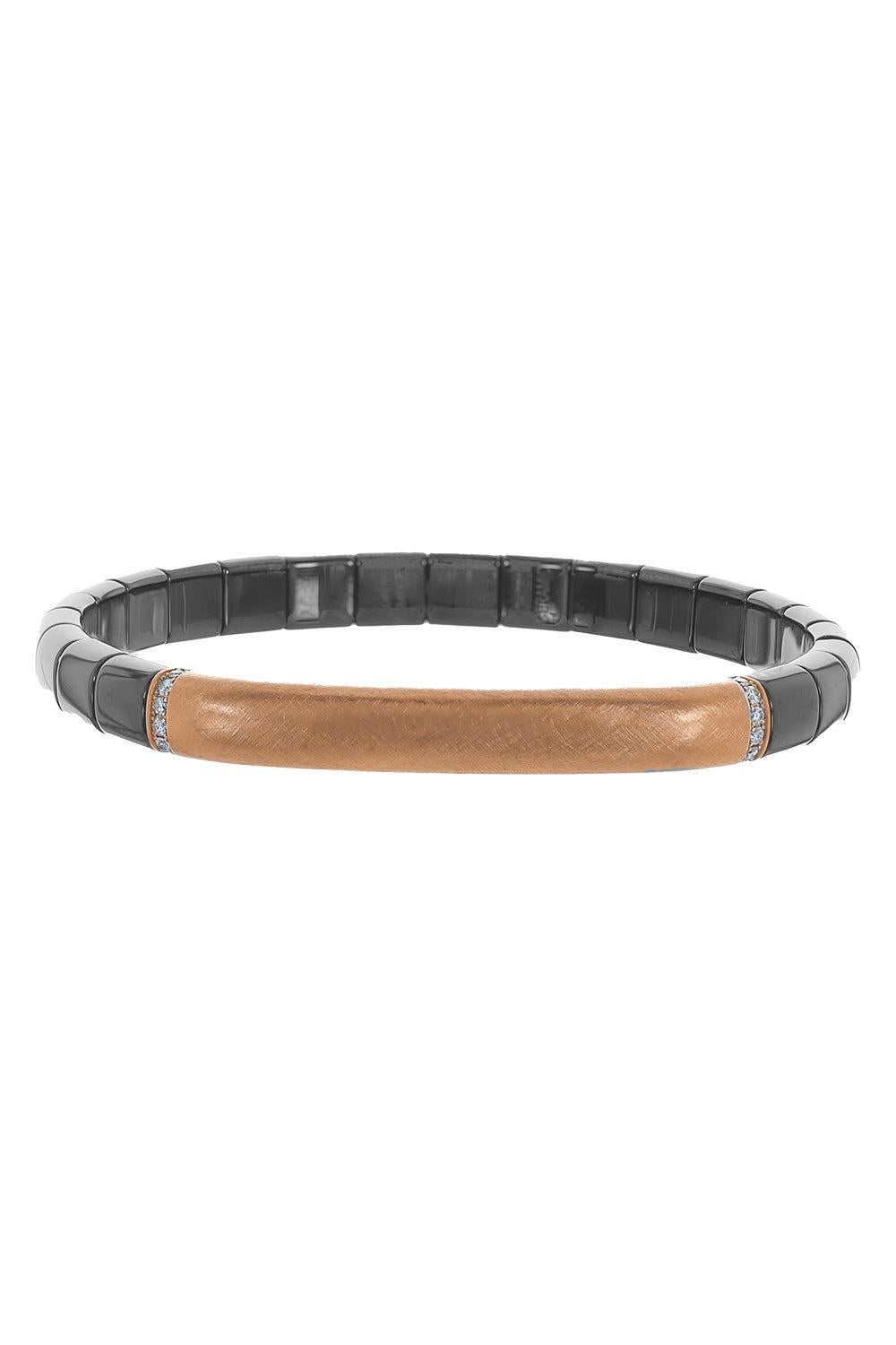 Diamond Bar Black Pura Stretch Bracelet-ROSE GOLD-JEWELRYFINE JEWELBRACELET O-ROBERTO DEMEGLIO