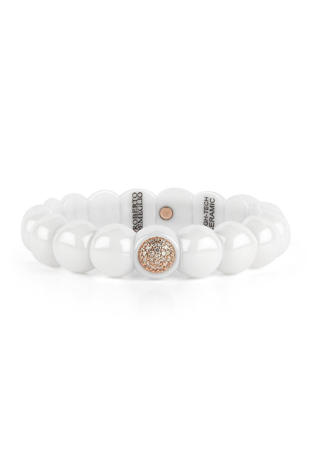 Diamond Circle Section White Dama Stretch Bracelet-ROSE GOLD-JEWELRYFINE JEWELBRACELET O-ROBERTO DEMEGLIO