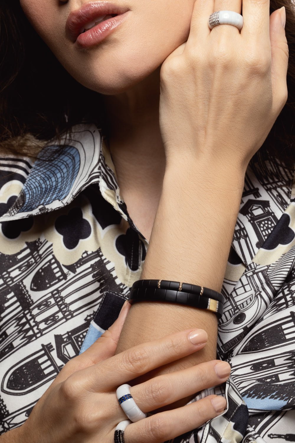 ROBERTO DEMEGLIO-Matte Black Ceramic Champagne Diamond Pura Bracelet-ROSE GOLD