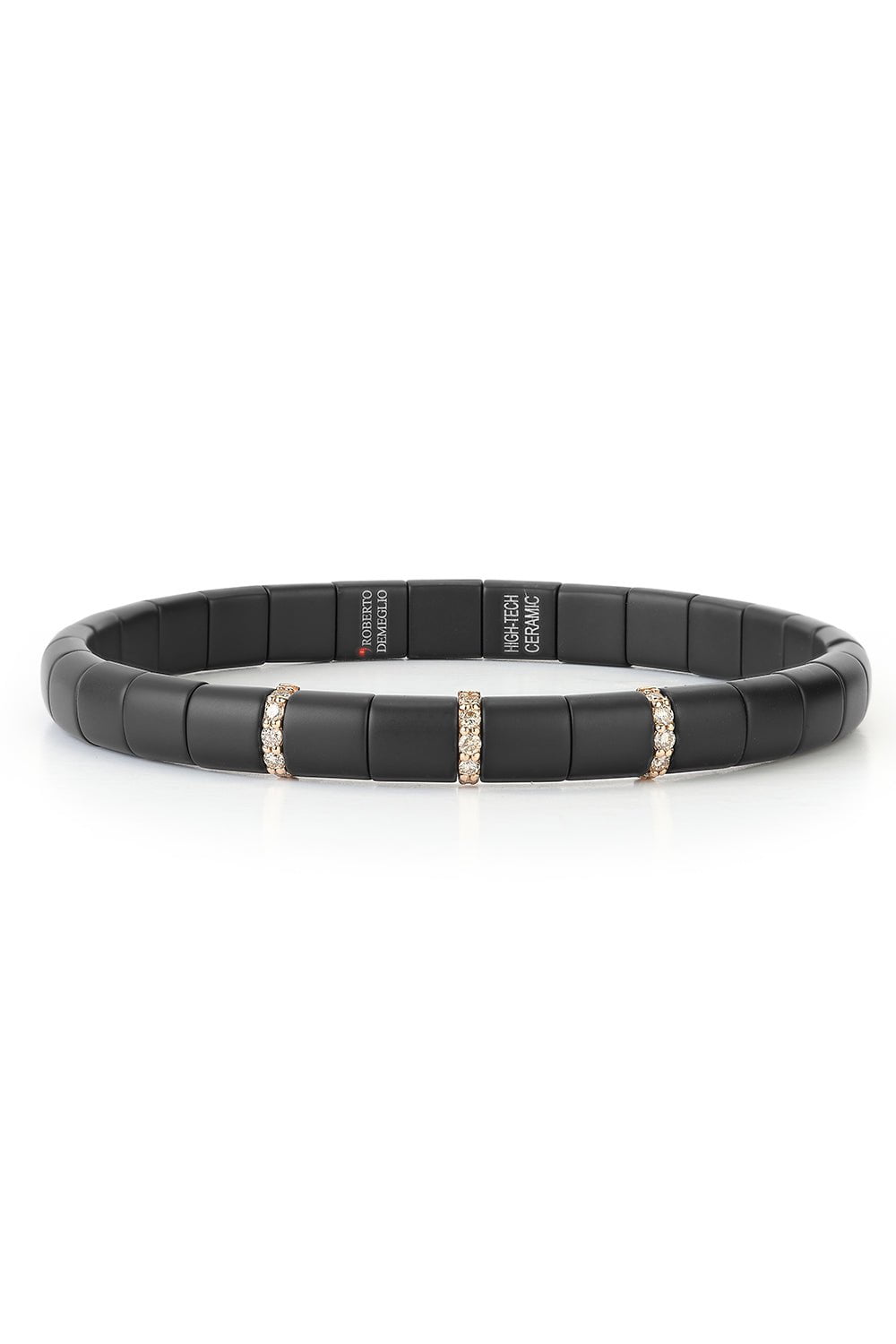 ROBERTO DEMEGLIO-Matte Black Ceramic Champagne Diamond Pura Bracelet-ROSE GOLD