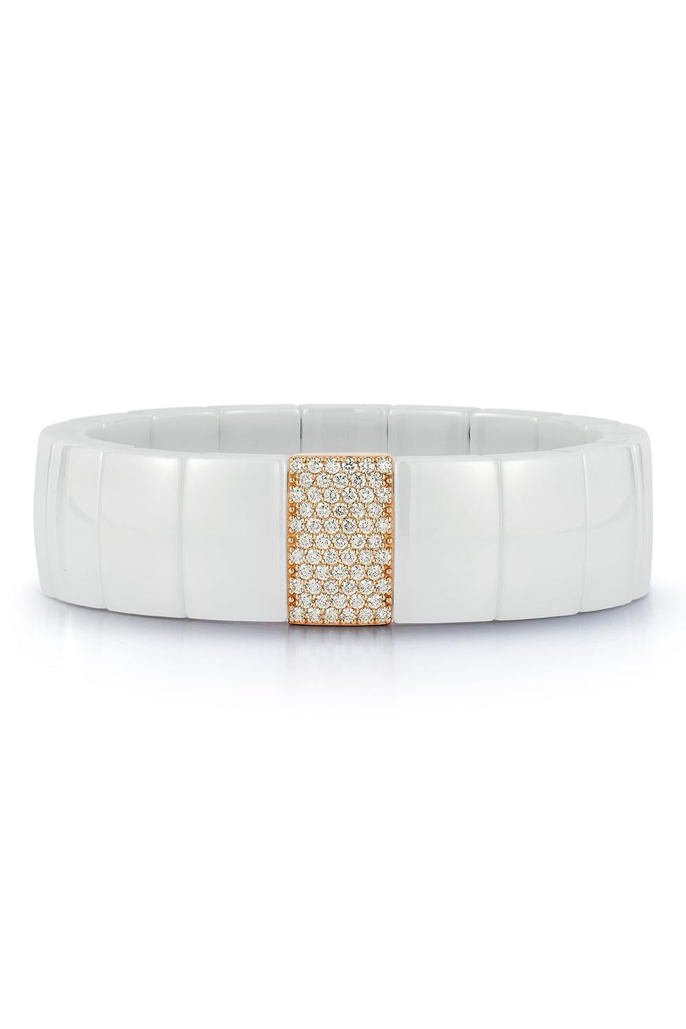 One Diamond White Domino Stretch Bracelet-ROSE GOLD-JEWELRYFINE JEWELBRACELET O-ROBERTO DEMEGLIO
