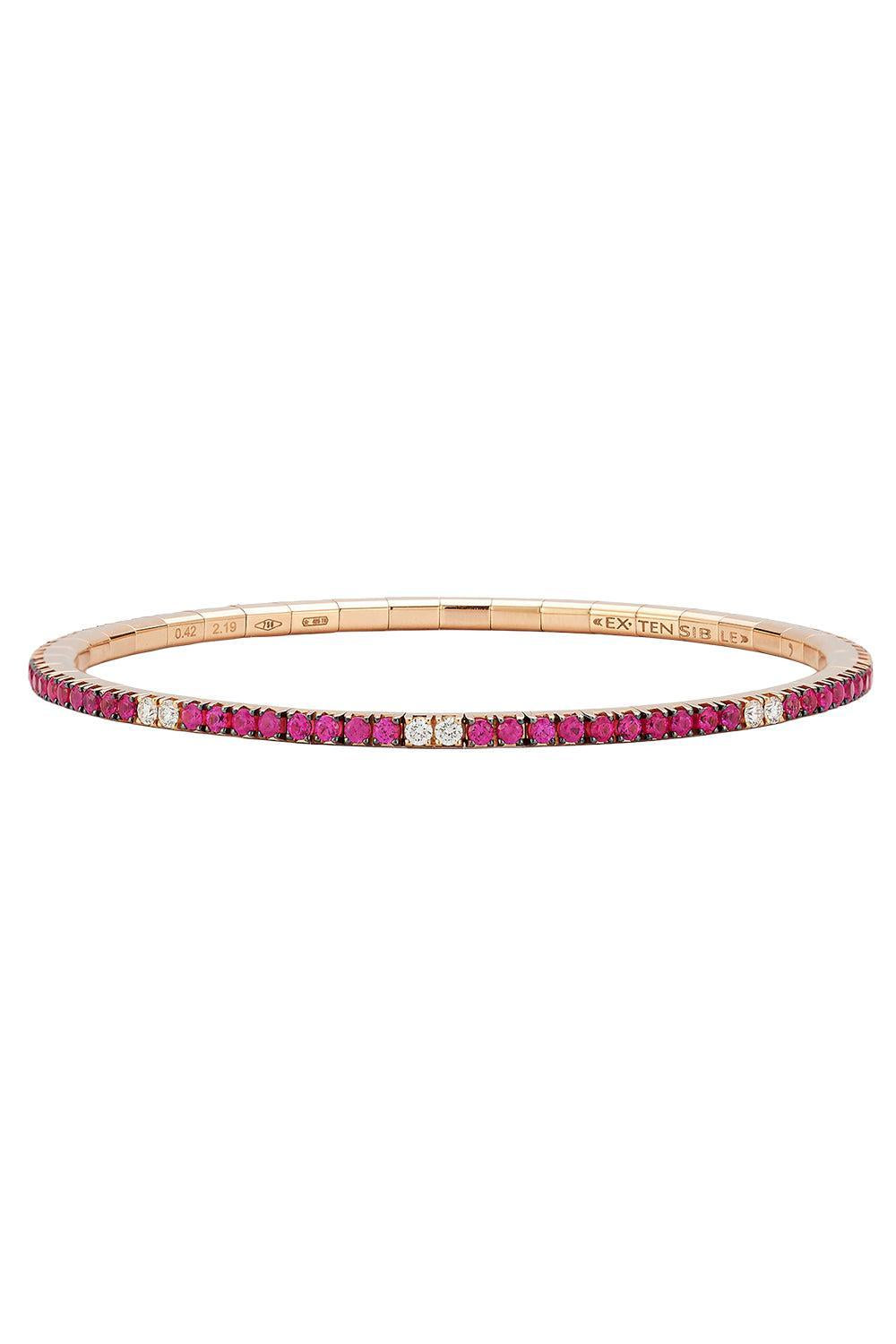 Ruby Diamond Alternating Extensible Tennis Bracelet-ROSE GOLD-JEWELRYFINE JEWELBRACELET O-ROBERTO DEMEGLIO