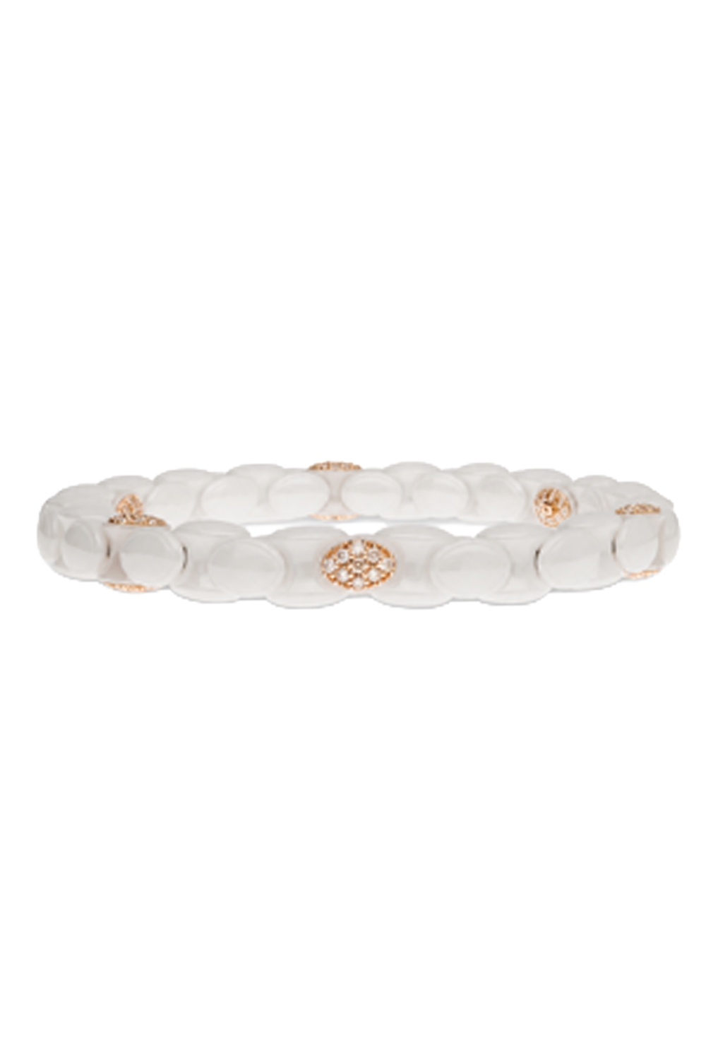 Six Diamond White Anaconda Bracelet-ROSE GOLD-JEWELRYFINE JEWELBRACELET O-ROBERTO DEMEGLIO