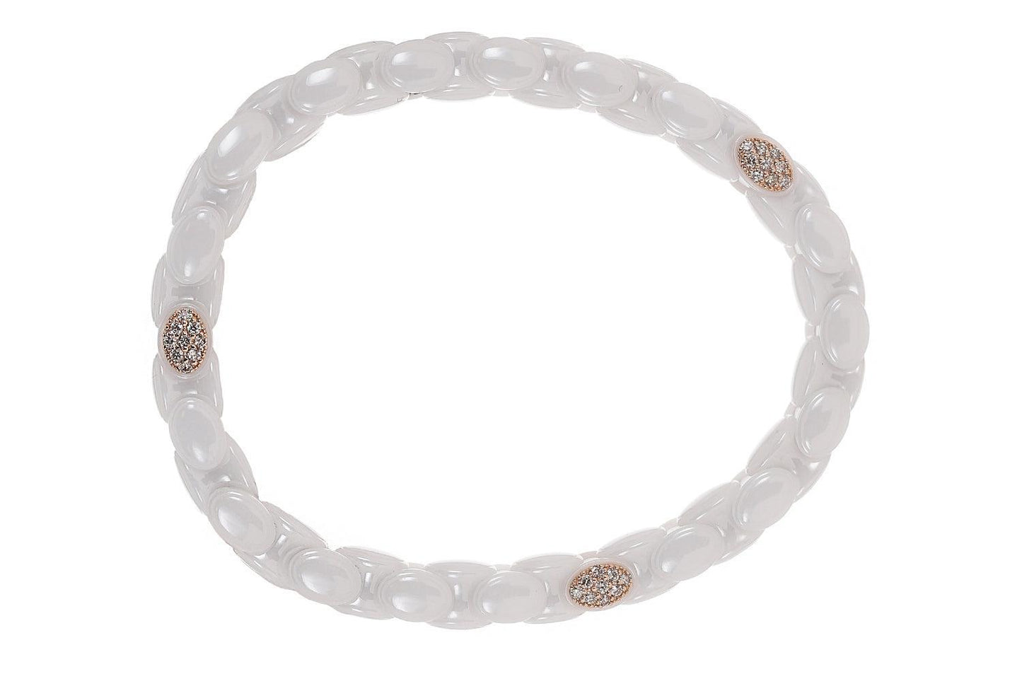 Three Diamond White Anaconda Bracelet-ROSE GOLD-JEWELRYFINE JEWELBRACELET O-ROBERTO DEMEGLIO