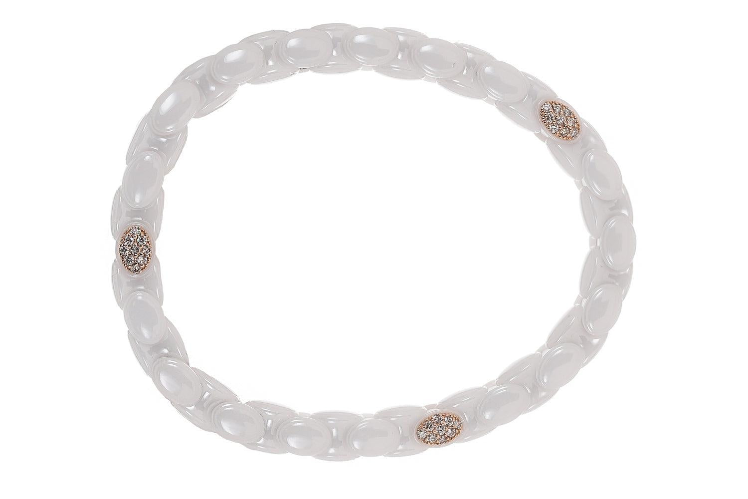 Three Diamond White Anaconda Bracelet-ROSE GOLD-JEWELRYFINE JEWELBRACELET O-ROBERTO DEMEGLIO