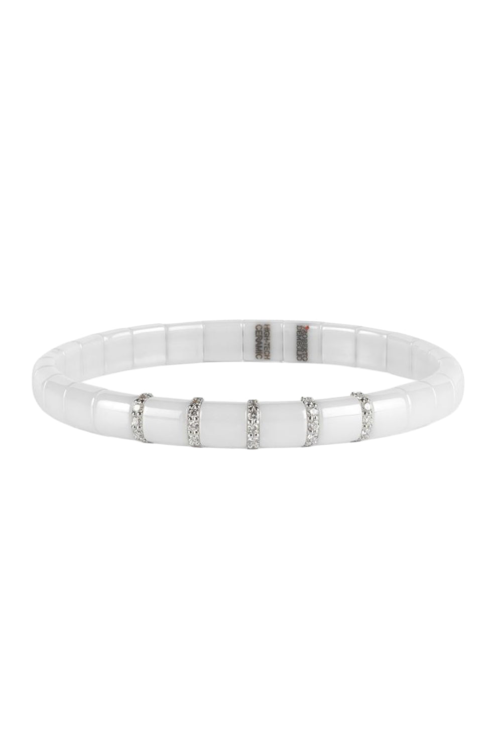 5 Diamond Bar White Ceramic Pura Stretch Bracelet-WHITE GOLD-JEWELRYFINE JEWELBRACELET O-ROBERTO DEMEGLIO