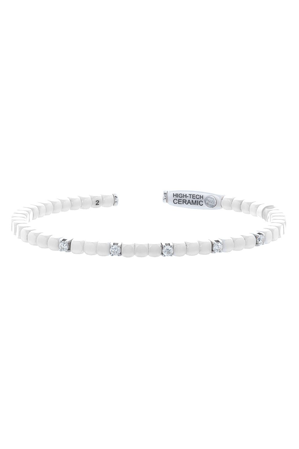 ROBERTO DEMEGLIO-5 Diamond White Ceramic Dado Bracelet-WHITE GOLD