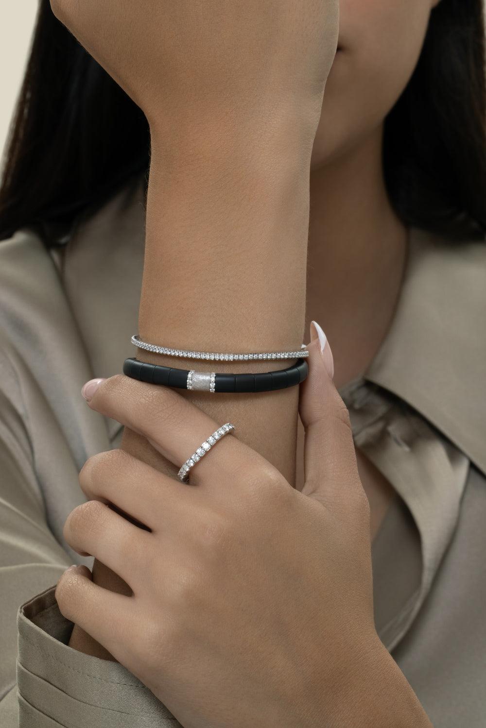 White Diamond Extensible Stretch Bracelet-WHITE GOLD-6-JEWELRYFINE JEWELBRACELET O-ROBERTO DEMEGLIO