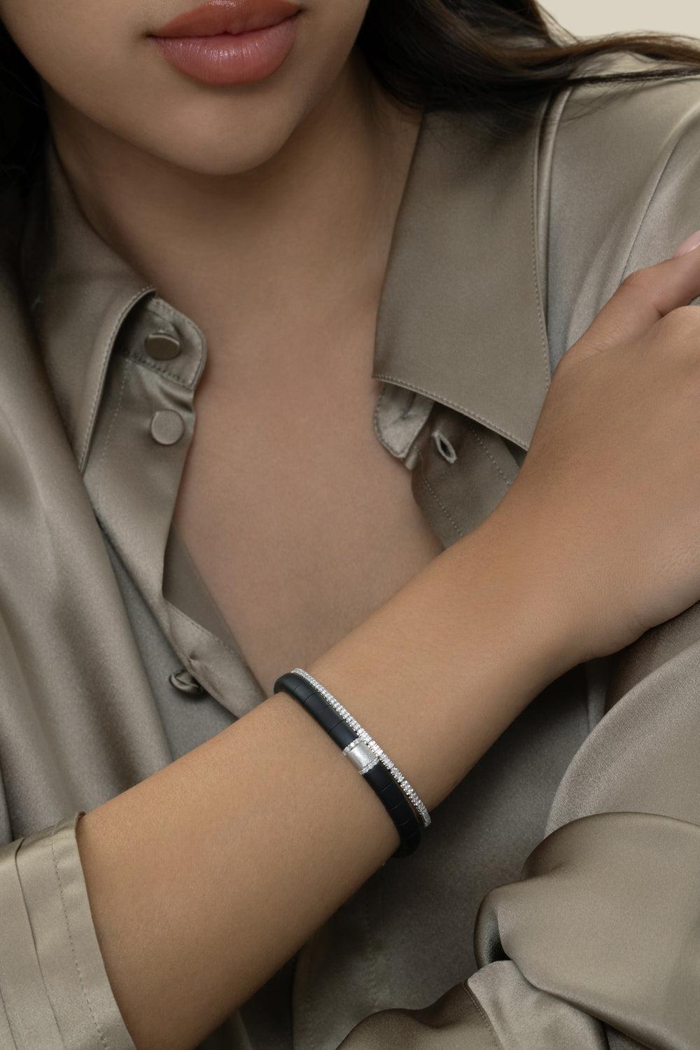 White Diamond Extensible Stretch Bracelet-WHITE GOLD-6-JEWELRYFINE JEWELBRACELET O-ROBERTO DEMEGLIO