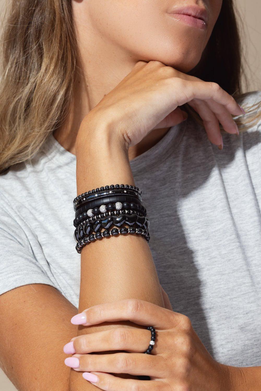 ROBERTO DEMEGLIO-Black Ceramic Diamond Rondelle Sfera Bracelet-WHITE GOLD