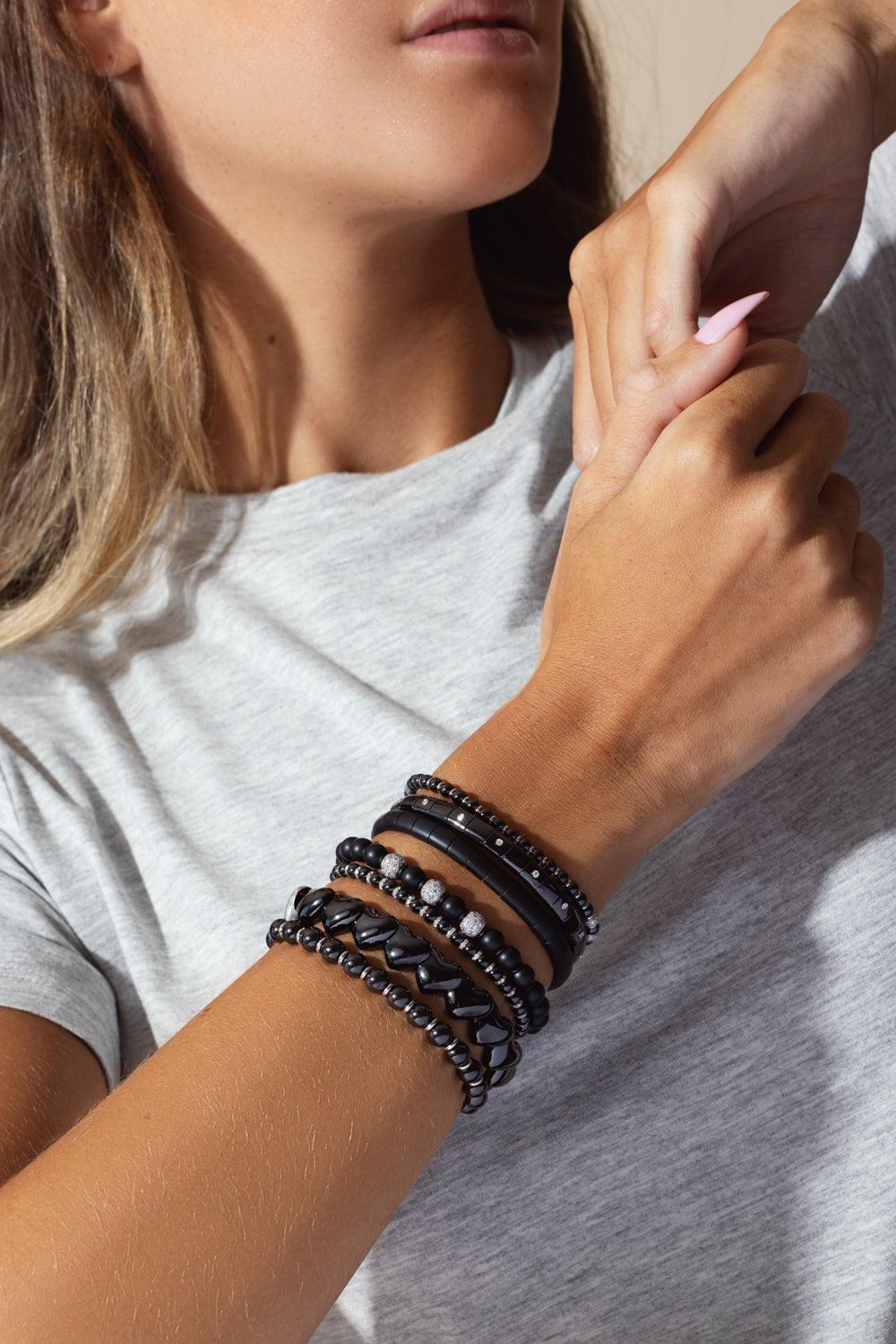 ROBERTO DEMEGLIO-Black Ceramic Sfera Bracelet-WHITE GOLD