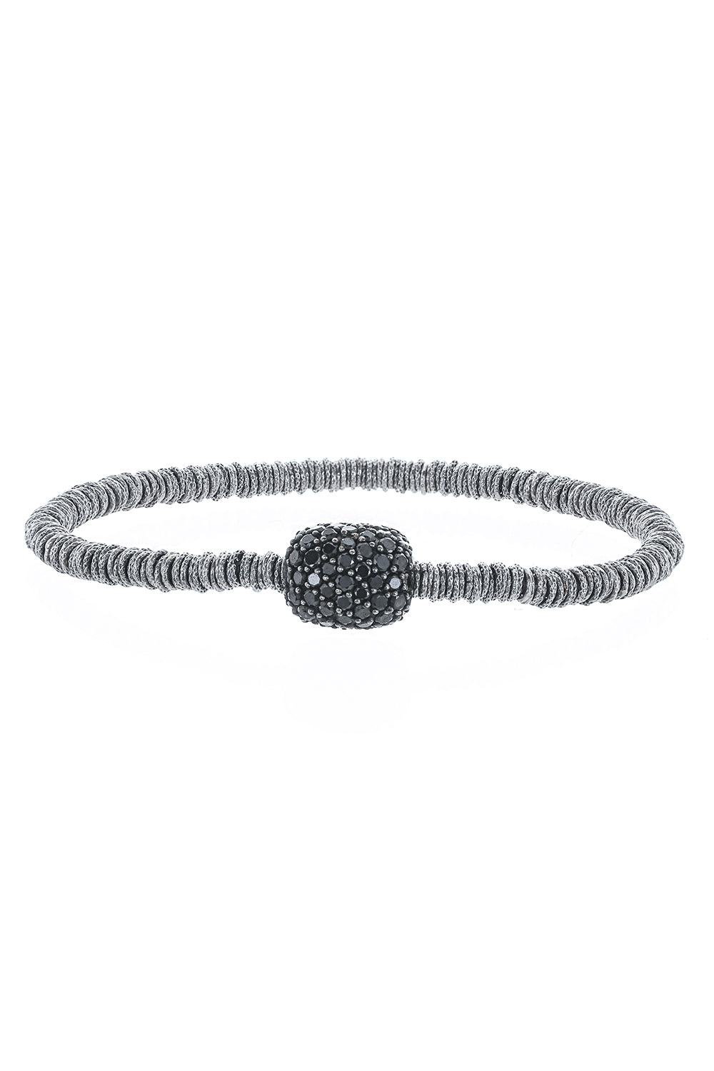 Black Diamond Center Joy Stretch Bracelet-WHITE GOLD-JEWELRYFINE JEWELBRACELET O-ROBERTO DEMEGLIO