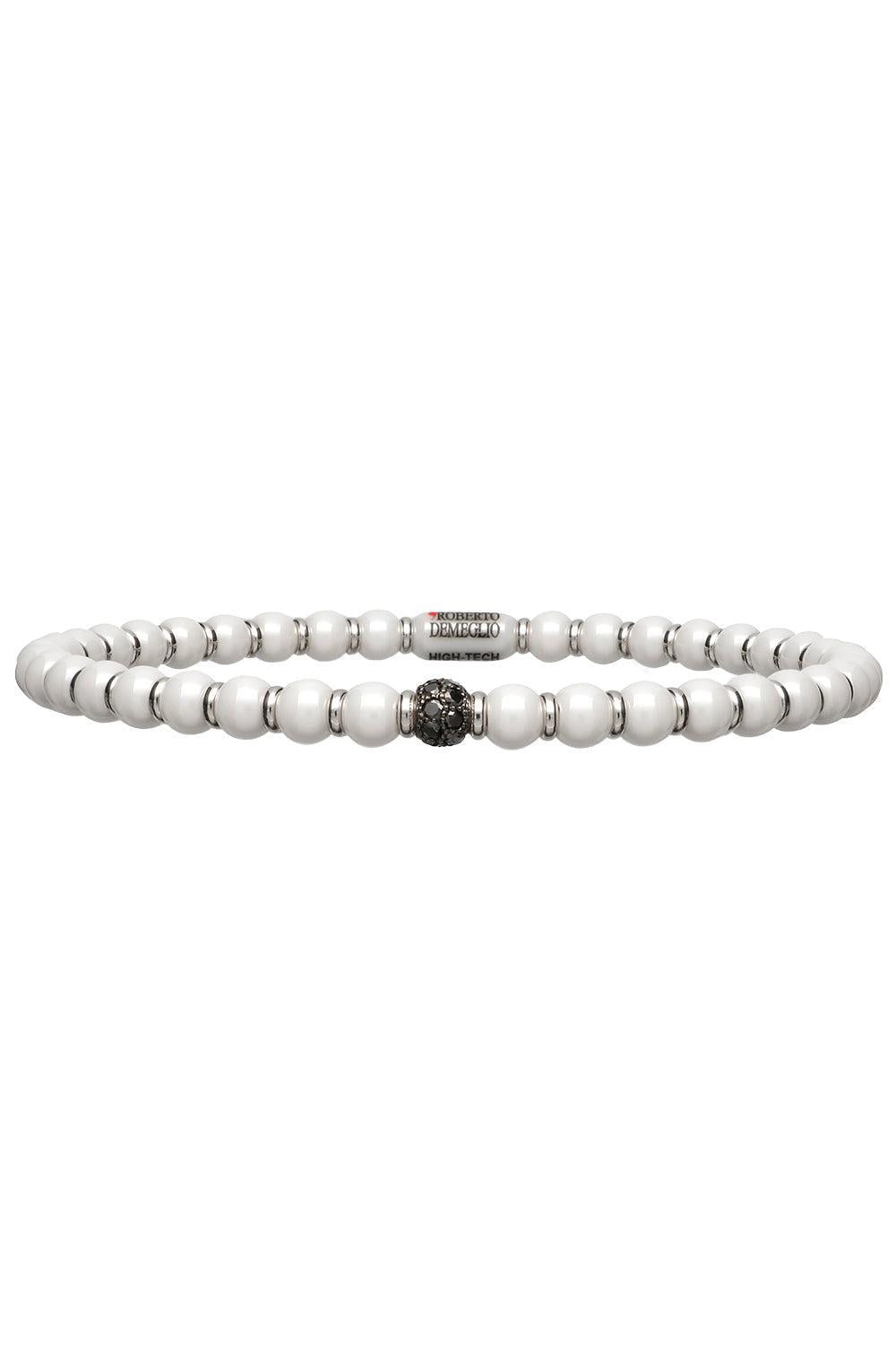 Black Diamond White Ceramic Sfera Bracelet-WHITE GOLD-JEWELRYFINE JEWELBRACELET O-ROBERTO DEMEGLIO
