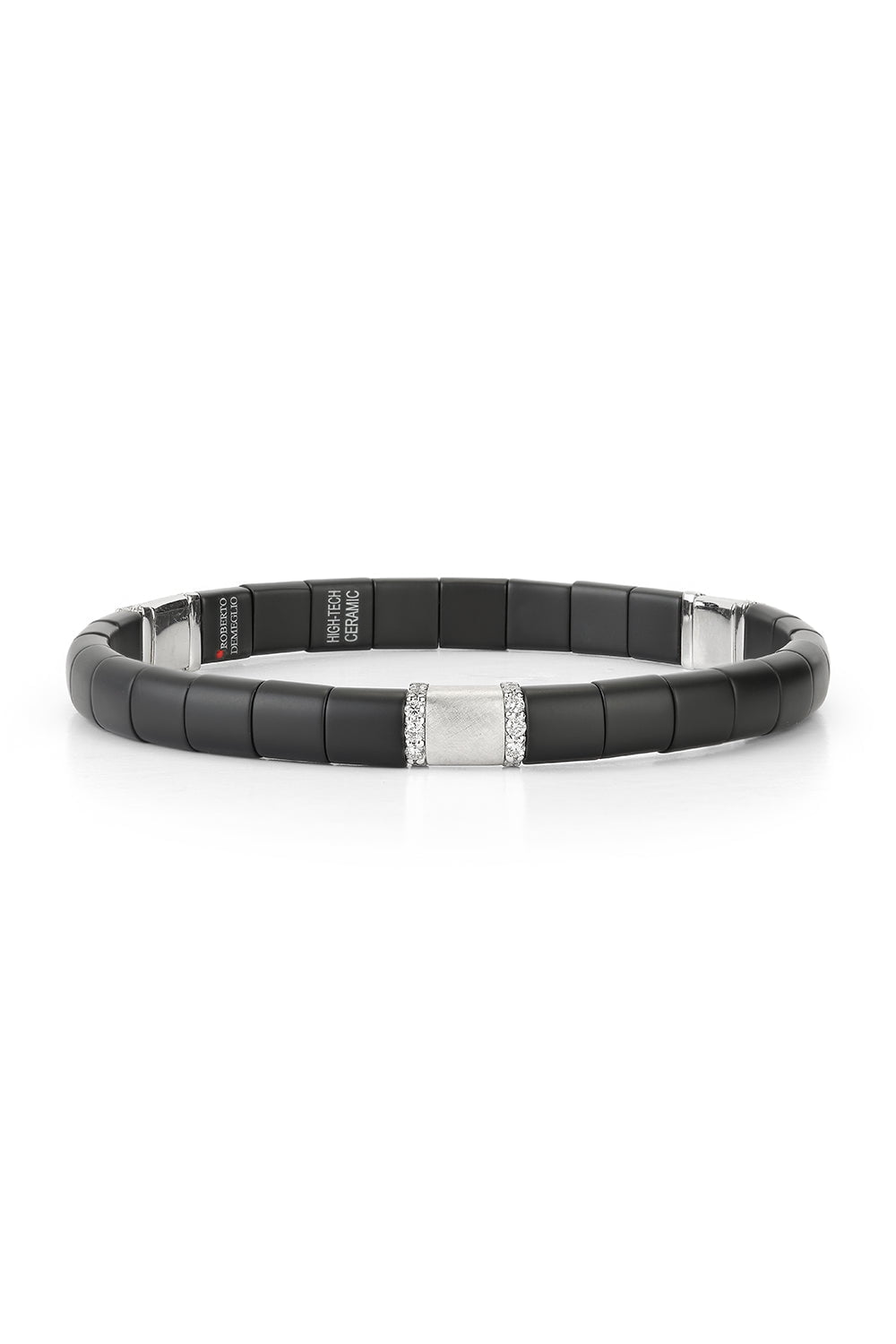 ROBERTO DEMEGLIO-Black Matte Ceramic Link Bracelet-WHITE GOLD
