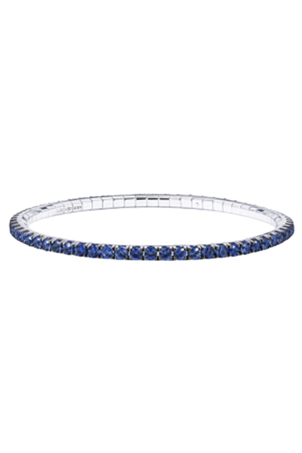 Blue Sapphire Tennis Stretch Bracelet-WHITE GOLD-JEWELRYFINE JEWELBRACELET O-ROBERTO DEMEGLIO