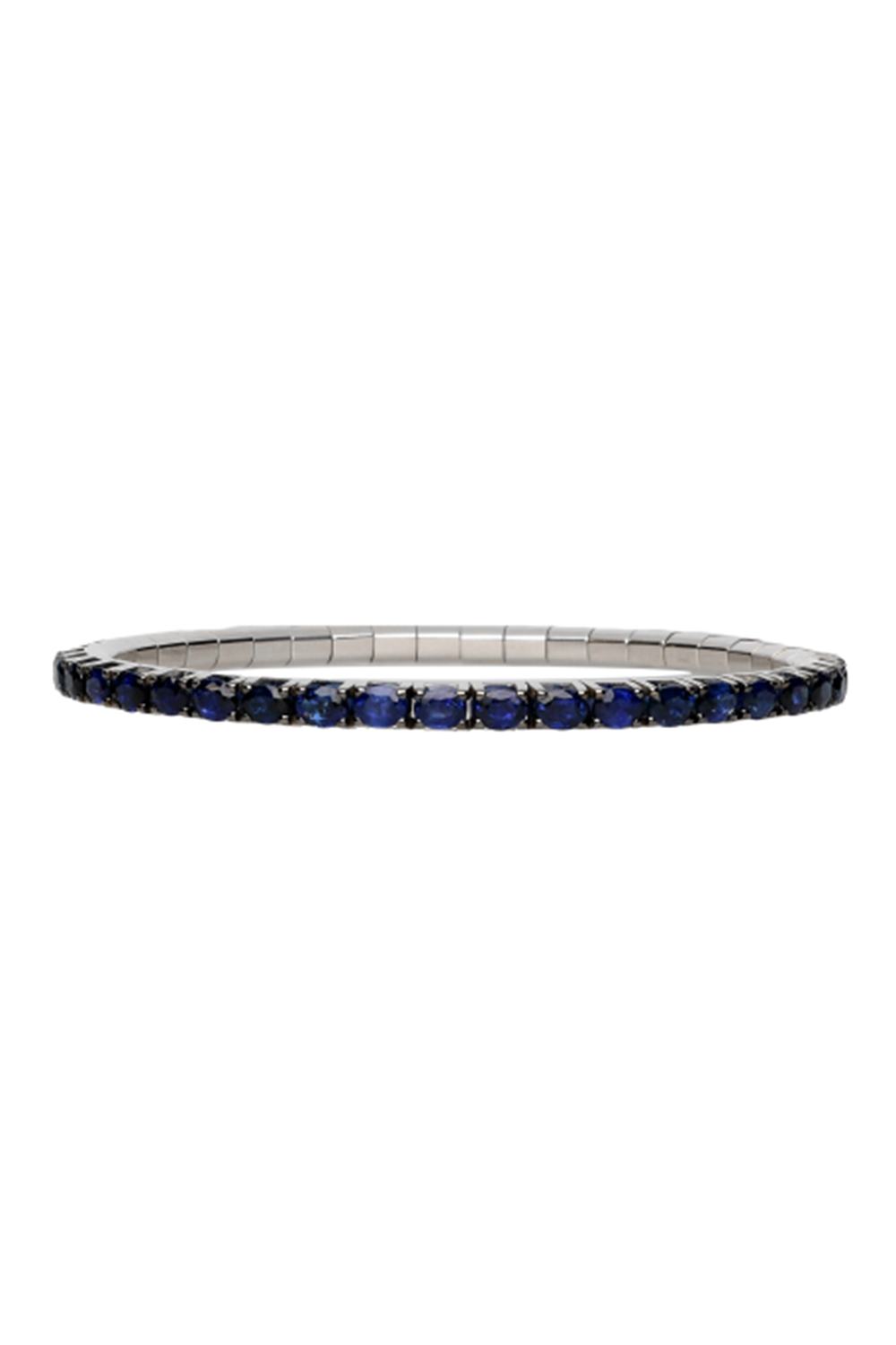 Blue Sapphire Oval Extensible Stretch Tennis Bracelet-WHITE GOLD-JEWELRYFINE JEWELBRACELET O-ROBERTO DEMEGLIO