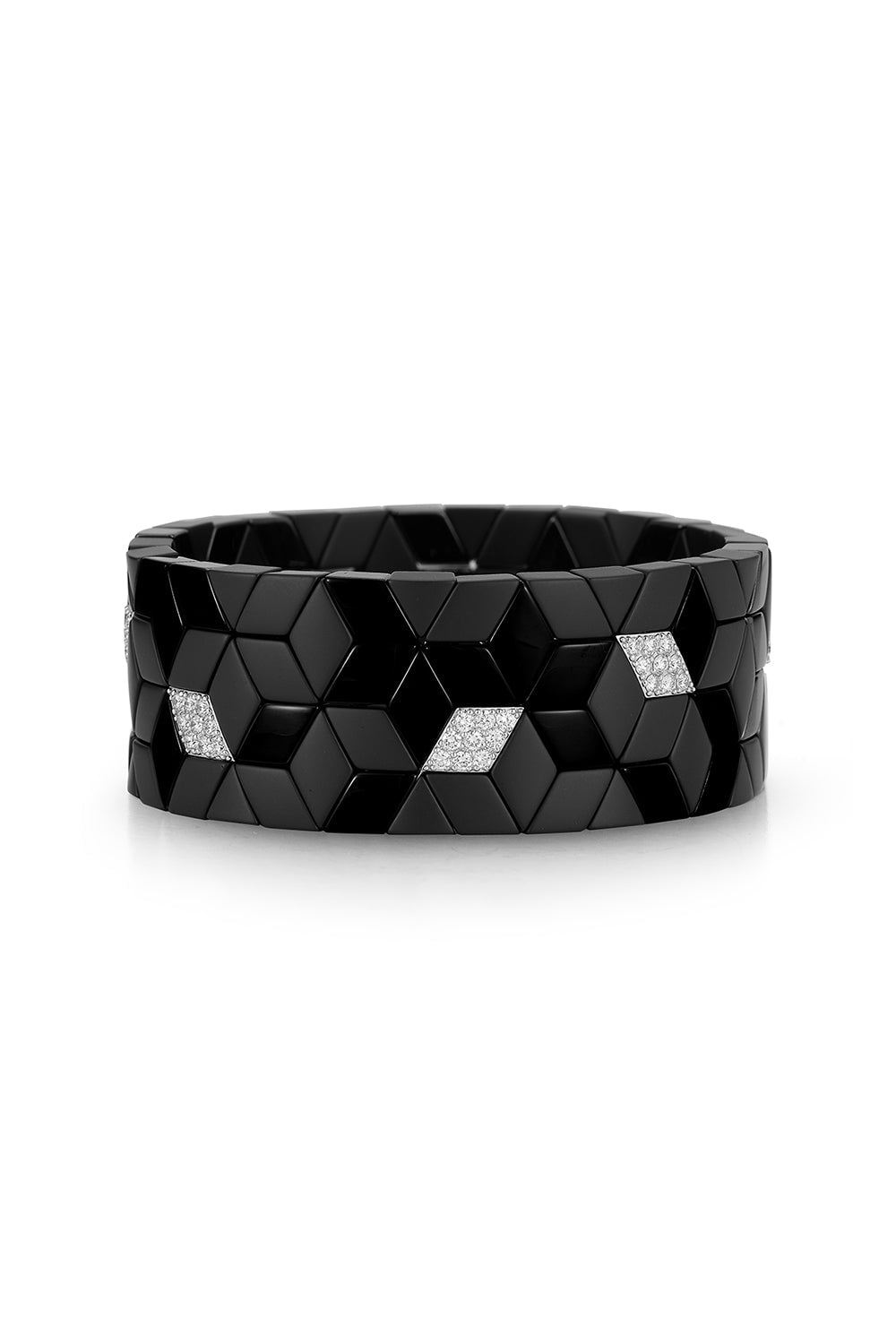 ROBERTO DEMEGLIO-Cube Stretch Bracelet-WHITE GOLD