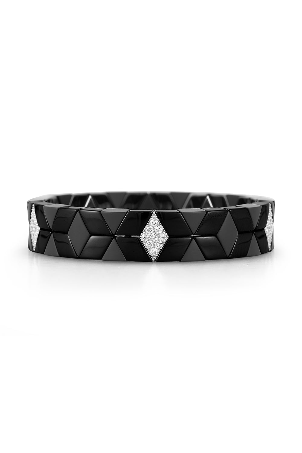 ROBERTO DEMEGLIO-Cube Stretch Ceramic Bracelet - White Gold-WHITE GOLD