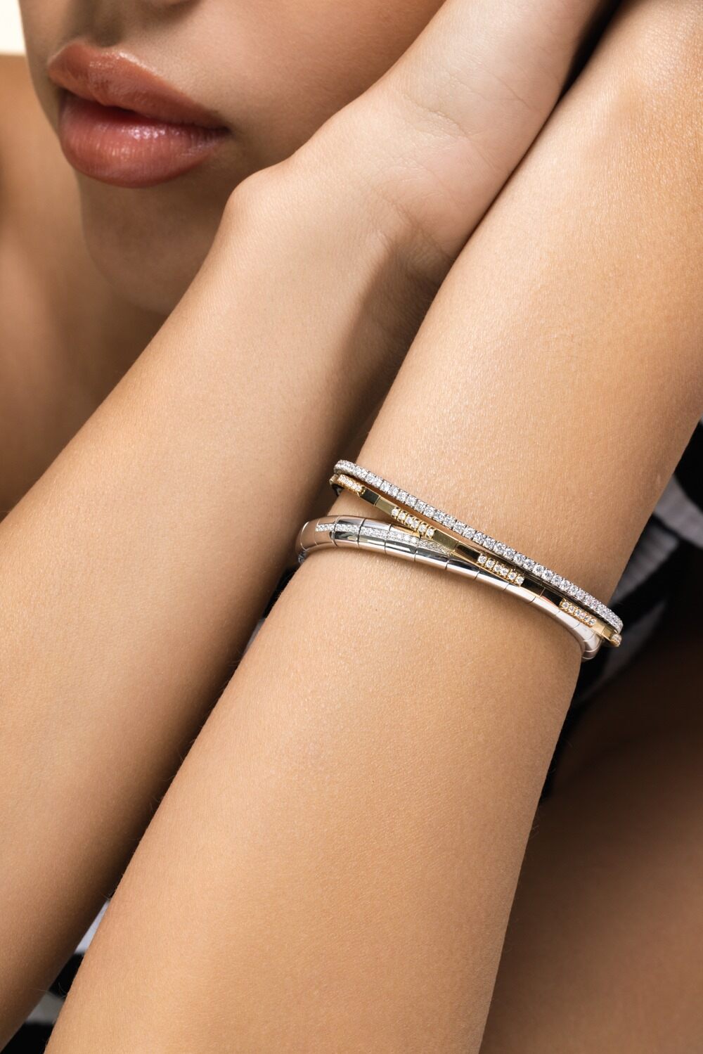 Diamond Extensible Stretch Tennis Bracelet - White Gold-WHITE GOLD-JEWELRYFINE JEWELBRACELET O-ROBERTO DEMEGLIO