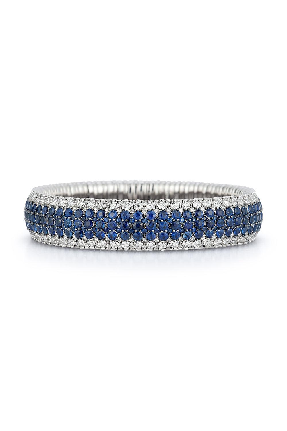Diamond Sapphire Giottoe Stretch Bracelet-WHITE GOLD-JEWELRYFINE JEWELBRACELET O-ROBERTO DEMEGLIO