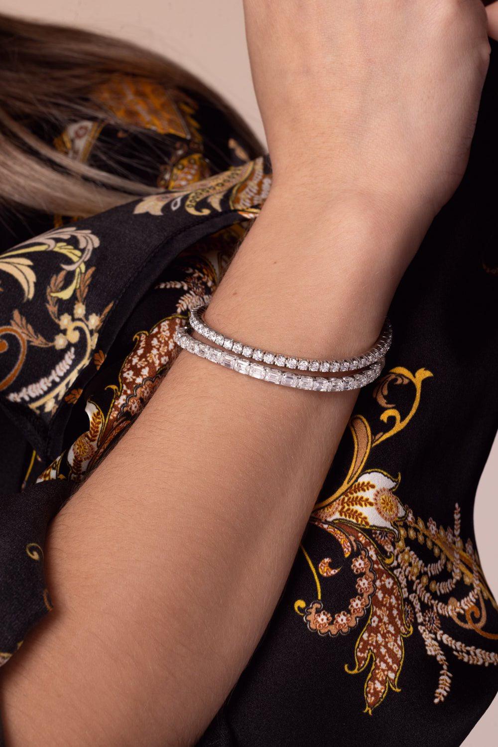 ROBERTO DEMEGLIO-Extensible Diamond Stretch Tennis Bracelet-WHITE GOLD