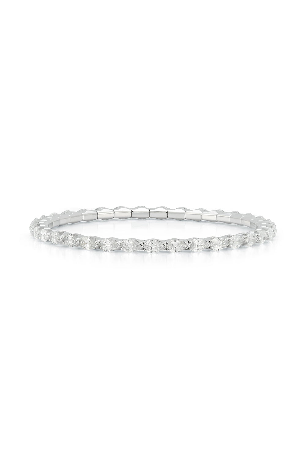 ROBERTO DEMEGLIO-Extensible Pear Diamond Stretch Tennis Bracelet-WHITE GOLD