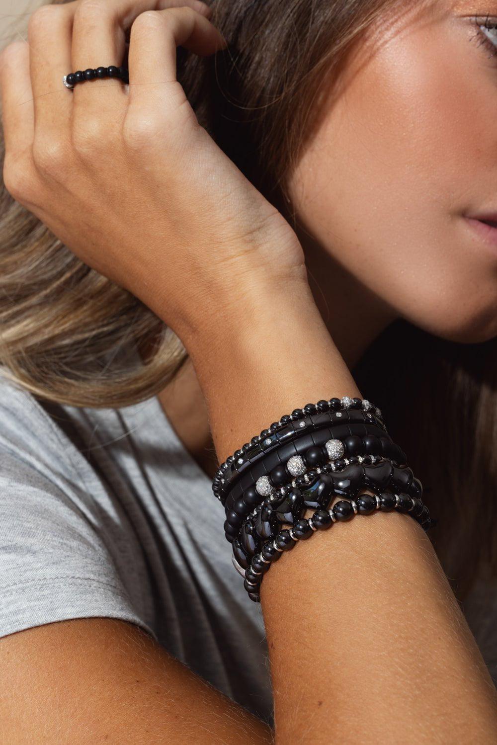 ROBERTO DEMEGLIO-Matte Black Sfera Bracelet-WHITE GOLD