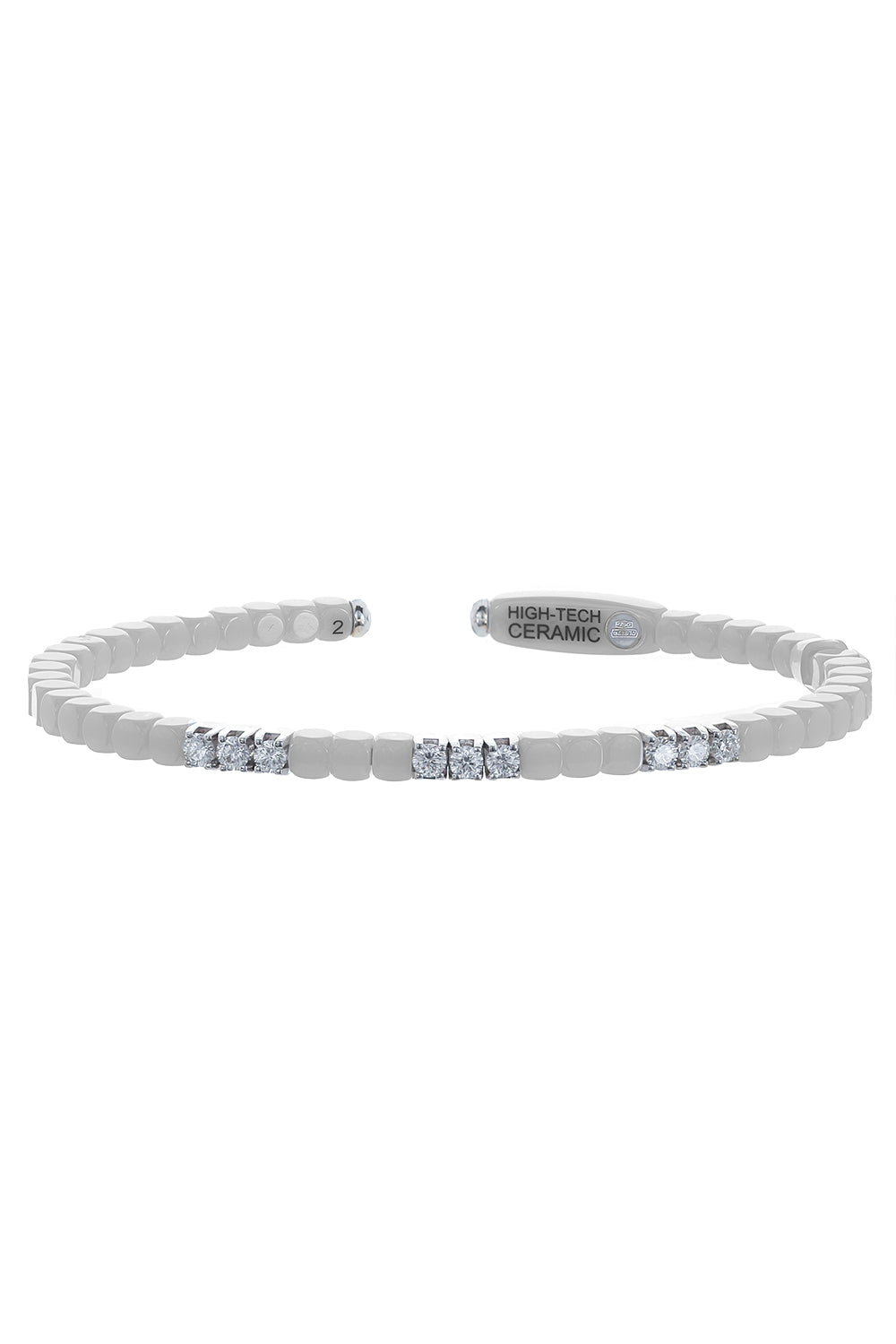Nine Diamond Station White Dado Cuff Bracelet-WHITE GOLD-JEWELRYFINE JEWELBRACELET O-ROBERTO DEMEGLIO
