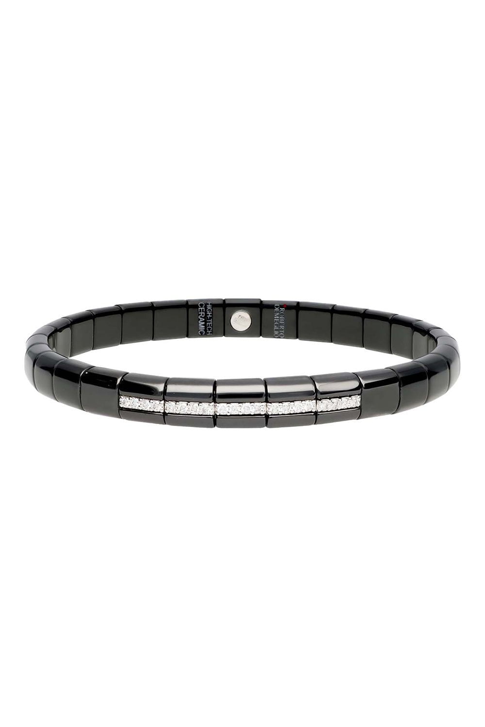 ROBERTO DEMEGLIO-Pura Black Ceramic Stretch Bracelet-WHITE GOLD