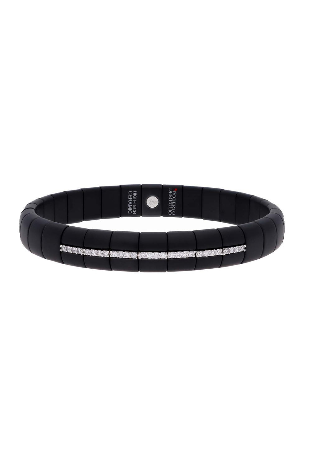 ROBERTO DEMEGLIO-Pura Matte Black Ceramic Stretch Bracelet-WHITE GOLD
