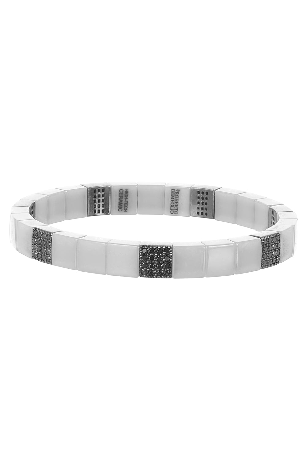 Scacco Ceramic Stretch Diamond Bracelet-WHITE GOLD-JEWELRYFINE JEWELBRACELET O-ROBERTO DEMEGLIO