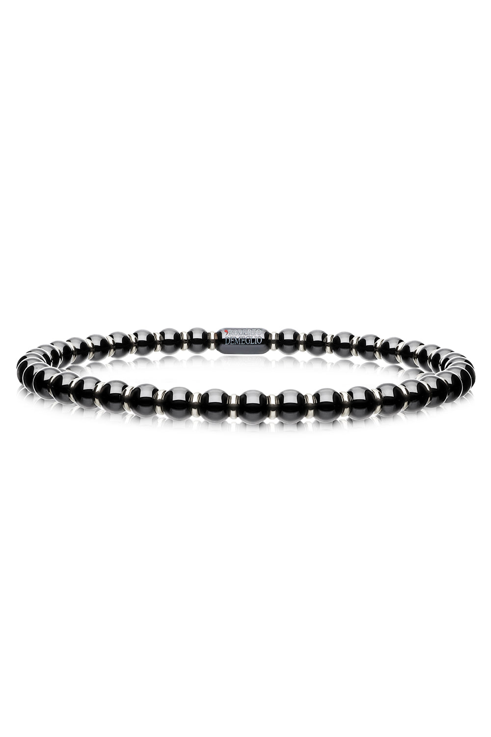 Sfera Black Ceramic Stretch Bracelet-WHITE GOLD-JEWELRYFINE JEWELBRACELET O-ROBERTO DEMEGLIO