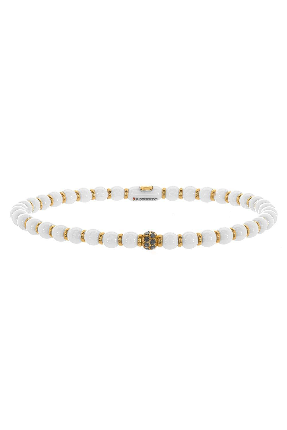 Black Diamond Section Small Sfera Stretch Bracelet-YELLOW GOLD-JEWELRYFINE JEWELBRACELET O-ROBERTO DEMEGLIO