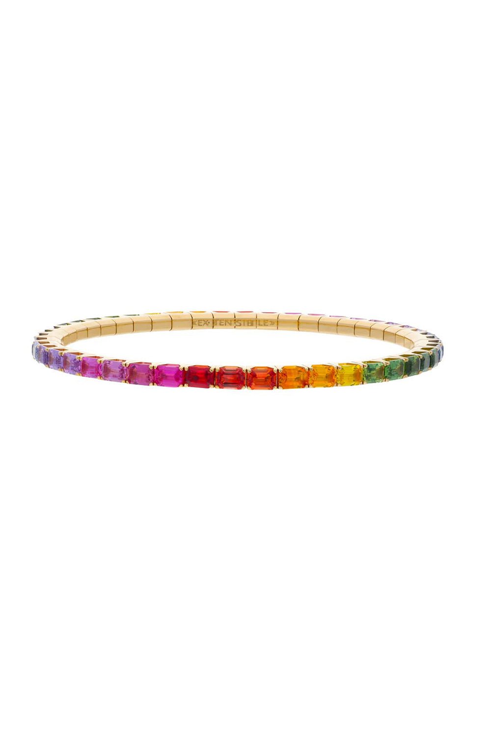 ROBERTO DEMEGLIO-Extensible Emerald Rainbow Stretch Tennis Bracelet-YELLOW GOLD