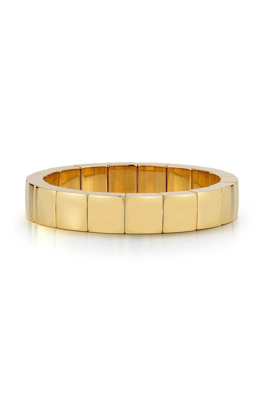 Gold Overlay Square Stretch Bracelet-YELLOW GOLD-JEWELRYFINE JEWELBRACELET O-ROBERTO DEMEGLIO