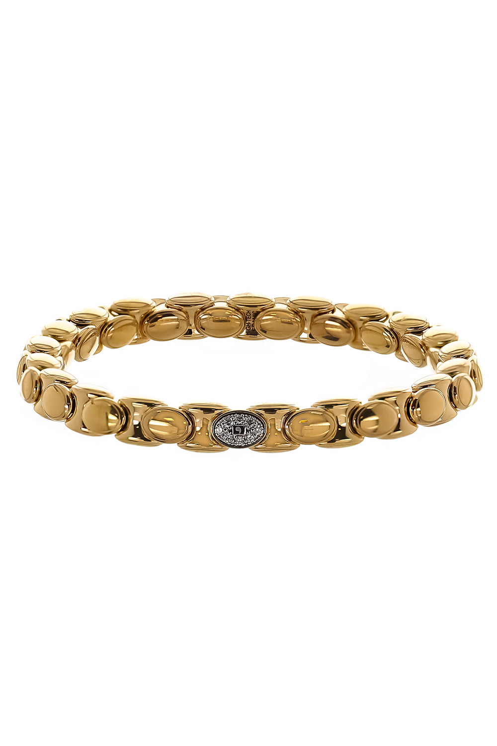  One Diamond Station Plated Anaconda Stretch Bracelet-YELLOW GOLD-JEWELRYFINE JEWELBRACELET O-ROBERTO DEMEGLIO 