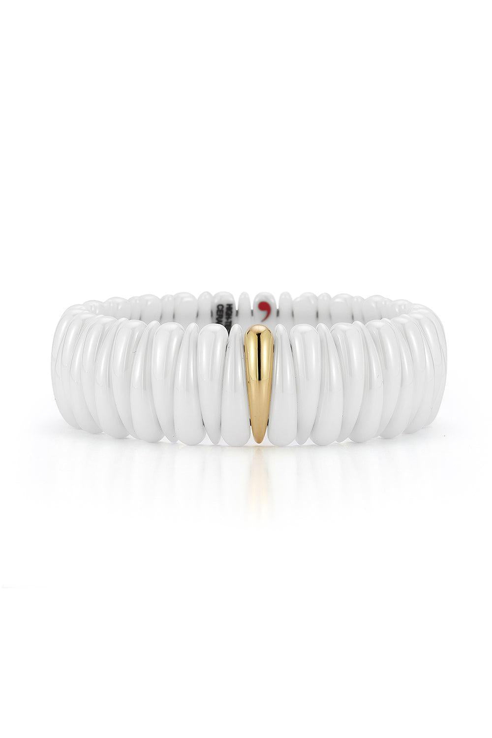 One Section Small White Artiglio Stretch Bracelet-YELLOW GOLD-JEWELRYFINE JEWELBRACELET O-ROBERTO DEMEGLIO