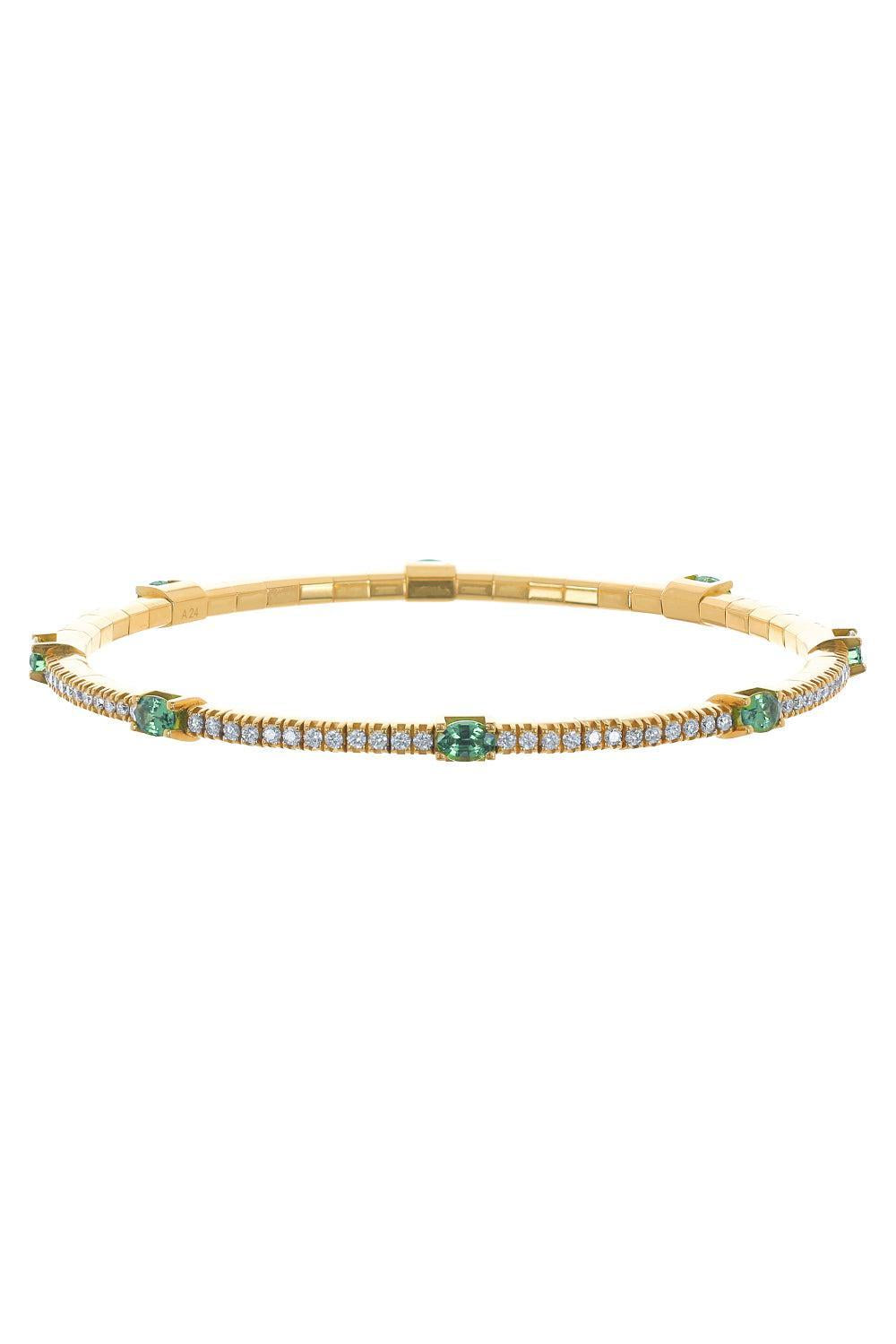 Tsavorite Diamond Extensible Stretch Bracelet - Yellow Gold-YELLOW GOLD-JEWELRYFINE JEWELBRACELET O-ROBERTO DEMEGLIO