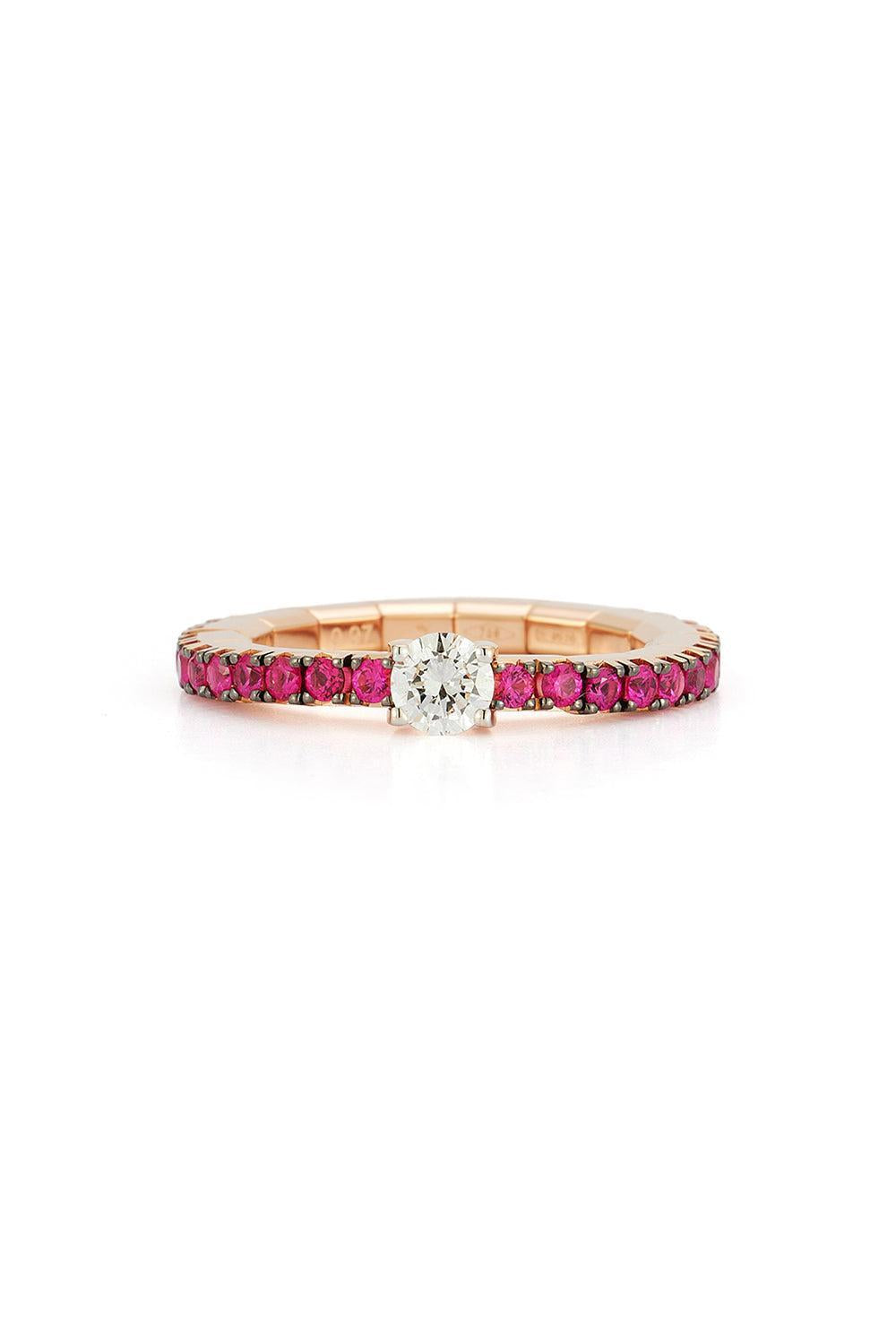 Diamond Ruby White Extensible Band Ring-ROSE GOLD-6-JEWELRYFINE JEWELRING-ROBERTO DEMEGLIO