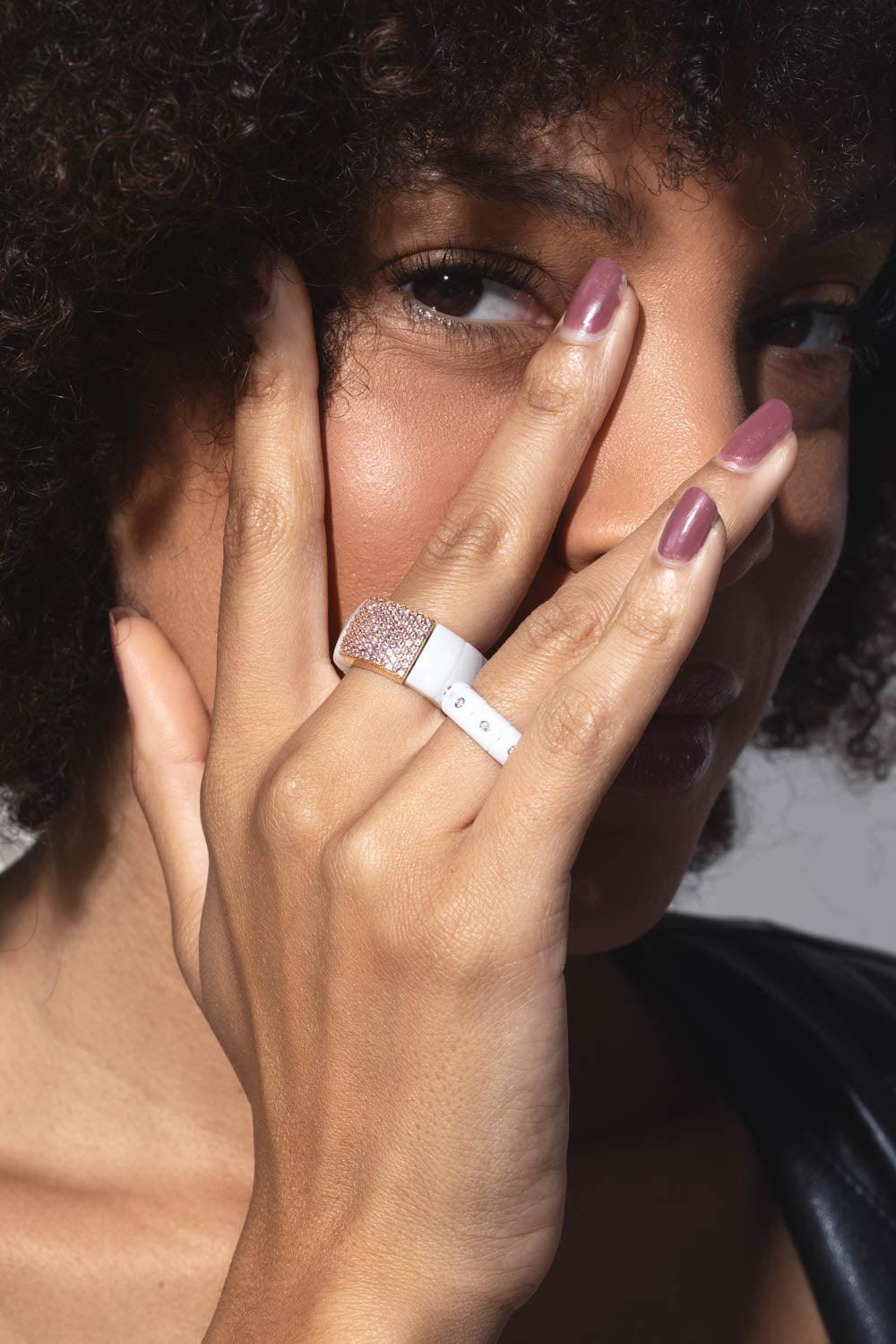 ROBERTO DEMEGLIO-Pink Sapphire Domino Ring-ROSE GOLD